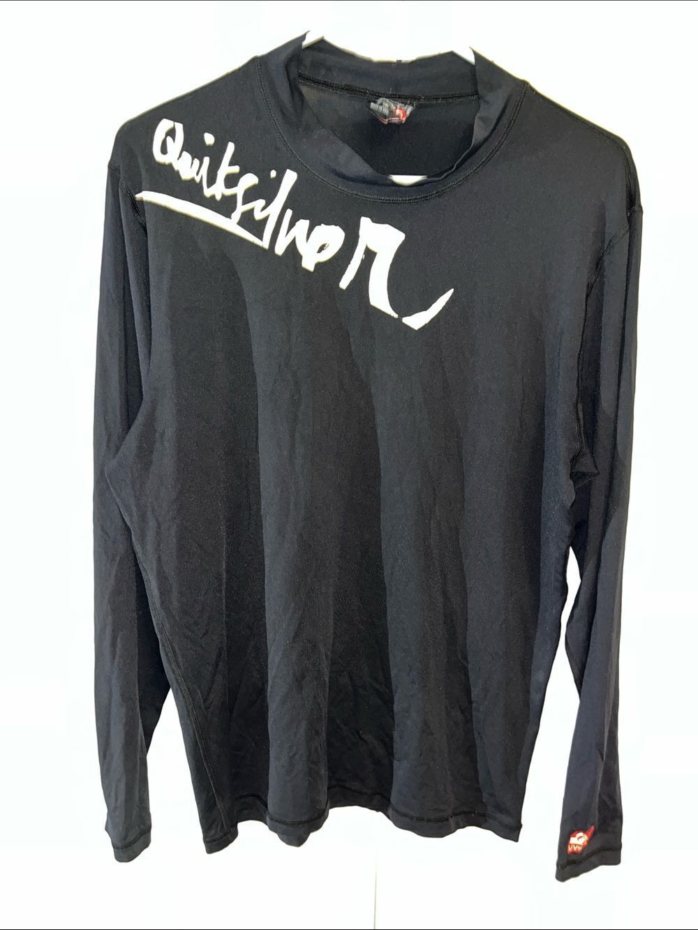 Quiksilver black water men’s surf board wave surfing shirt XXL Rashguard rashie